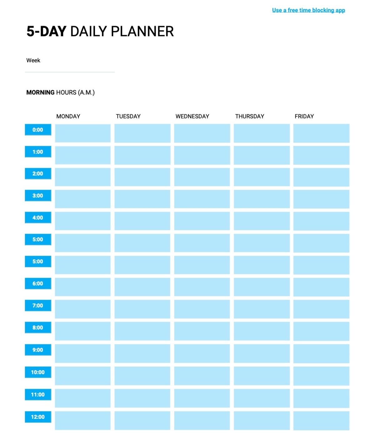 Time Blocking Planner Free Time Block Templates