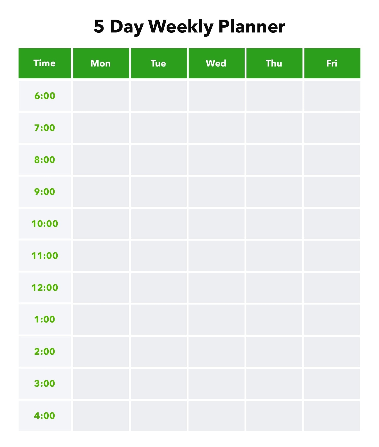 Printable Time Blocking Template