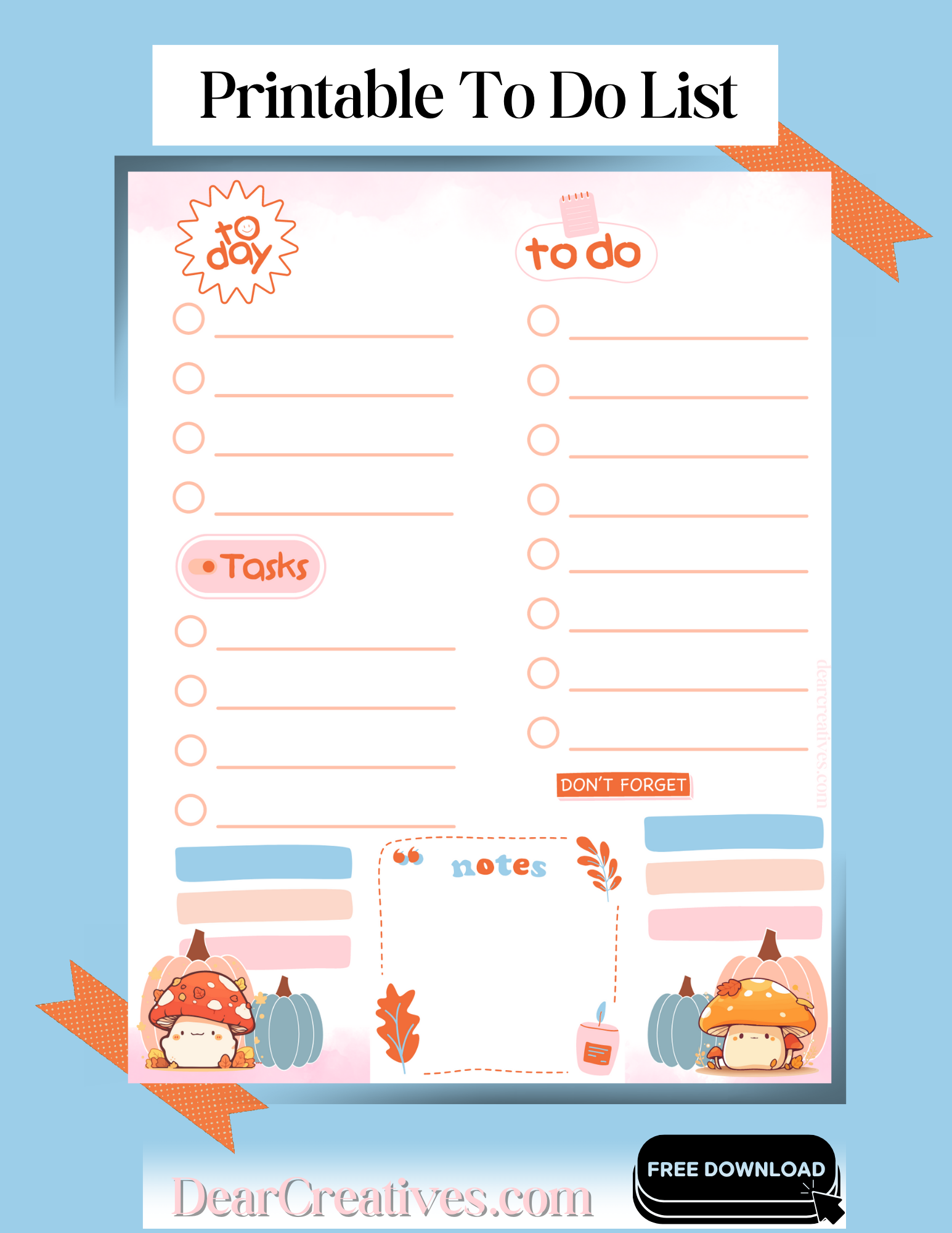 Cute Free Printable Daily To Do List Template