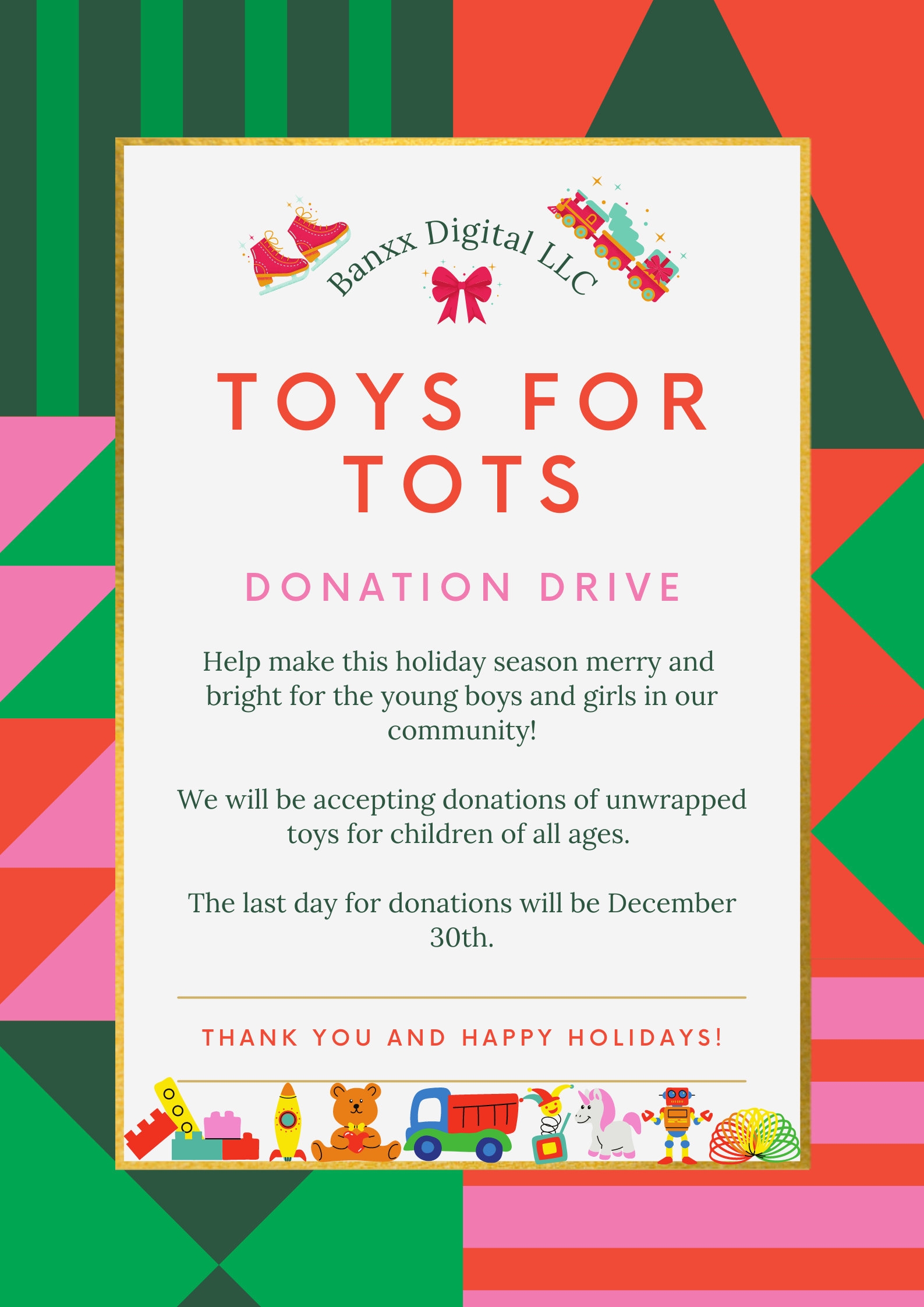 Toys For Tots Flyer Digital Download Template Etsy