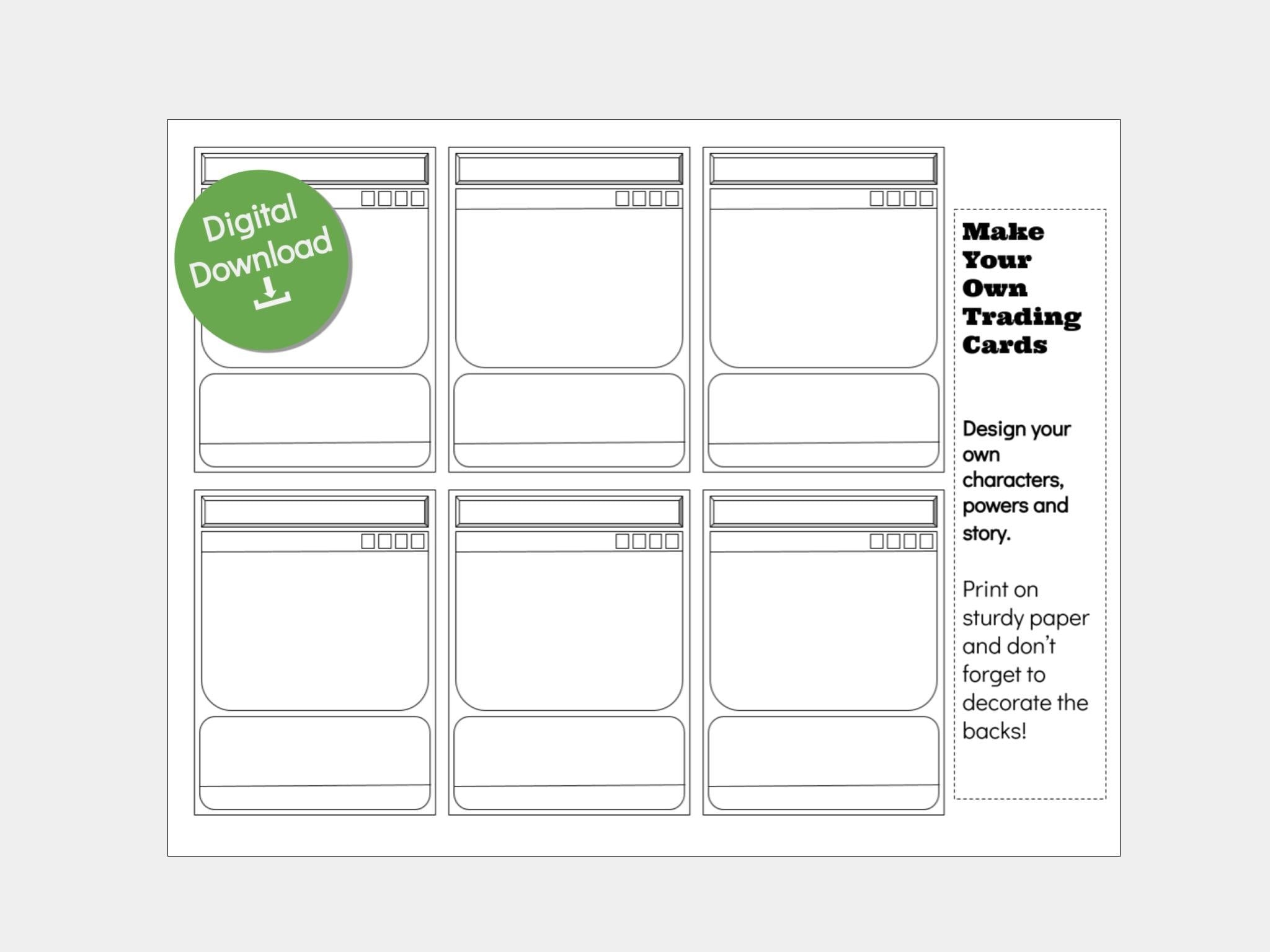 Trading Card Template Make Your Own Trading Cards Trading Card Activity Make Your Own Pokeman Printable Trading Card Etsy