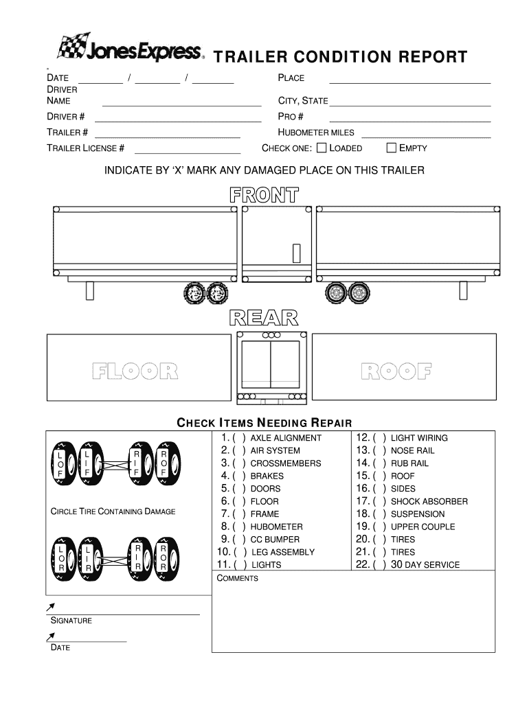 Trailer Condition Report Fill Online Printable Fillable Blank PdfFiller