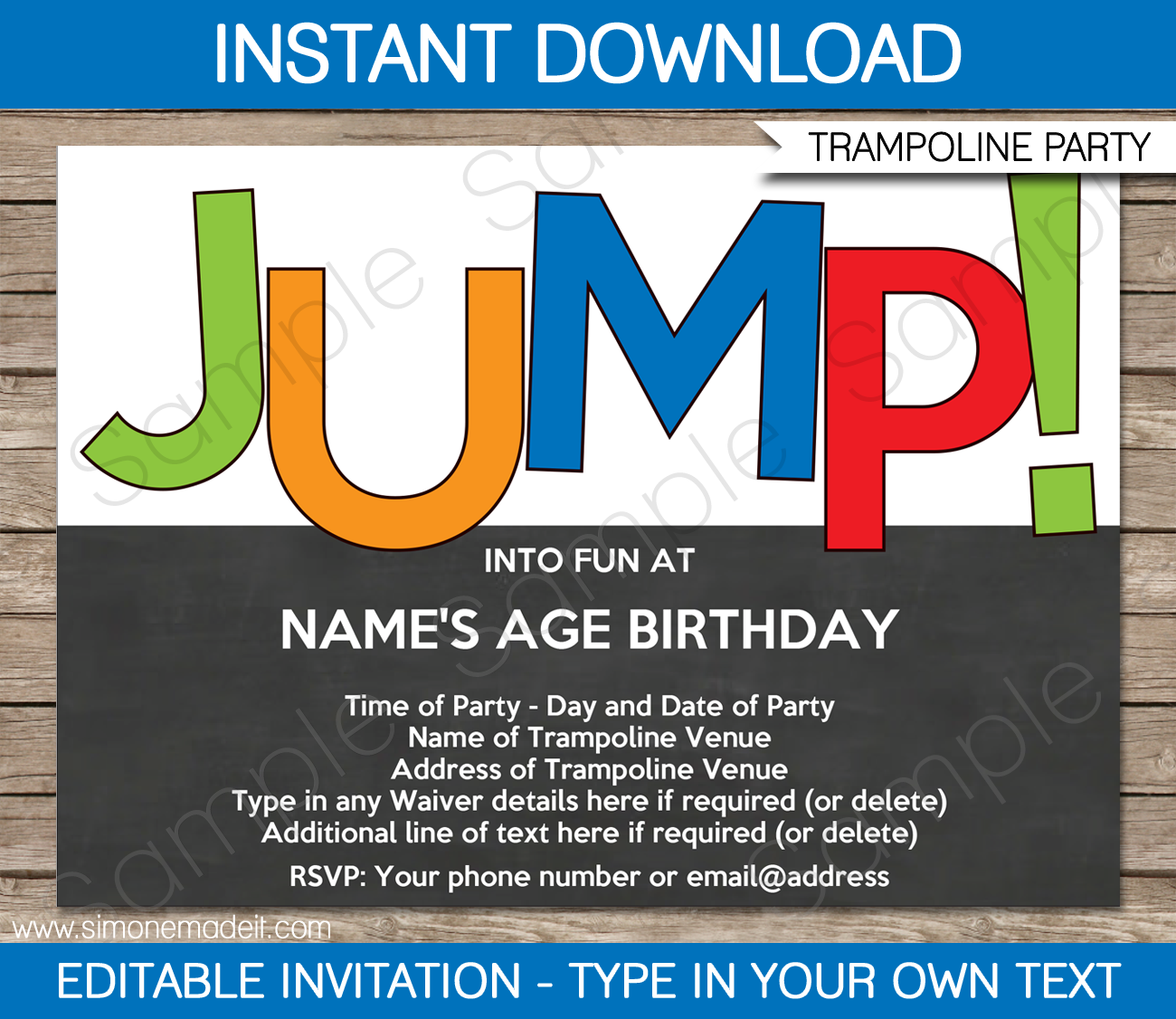 Free Printable Trampoline Birthday Party Invitation Template Free