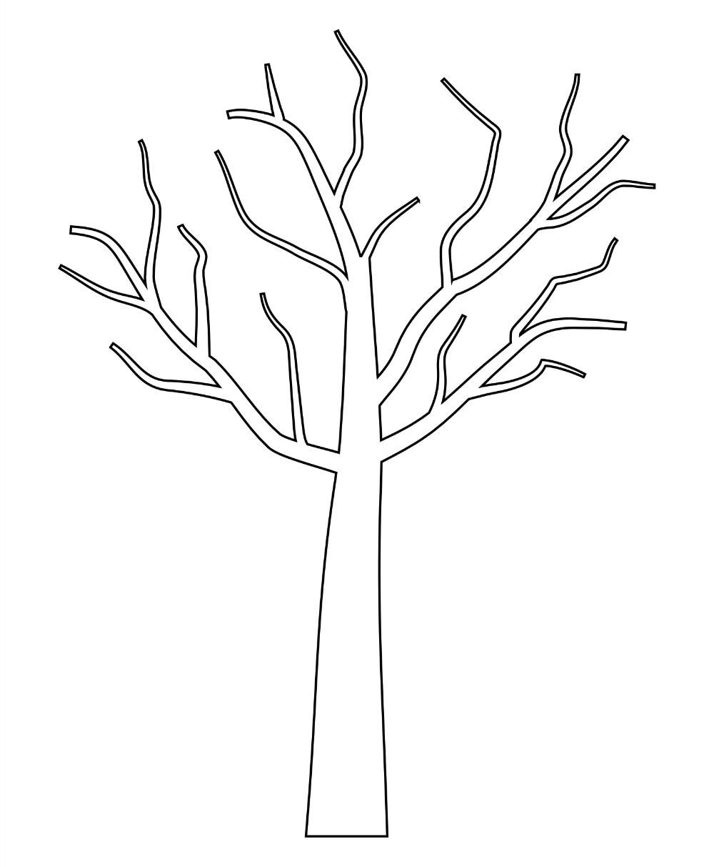 Tree With Branches Template Tree Drawing Simple Tree Tree Drawing Simple