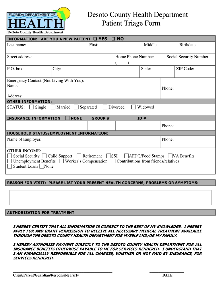 Triage Form Pdf Fill Out Sign Online DocHub