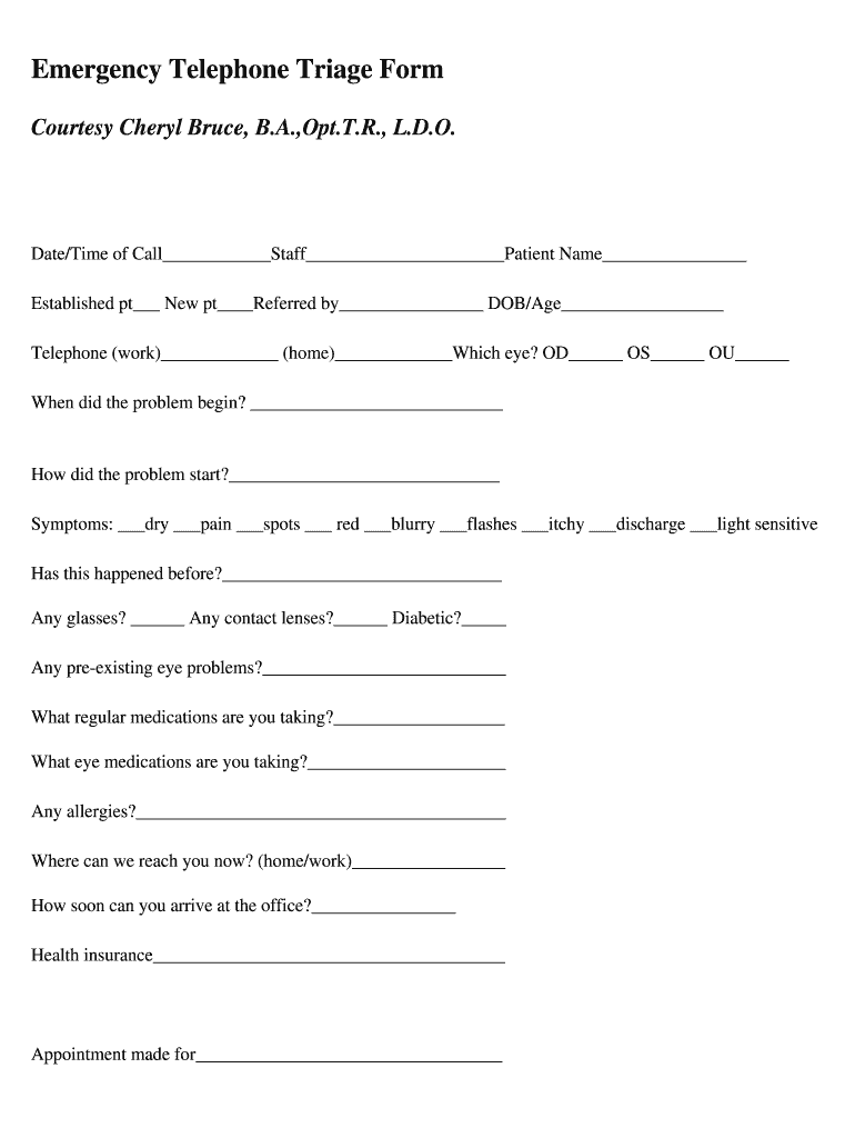 Triage Note Template Fill Online Printable Fillable Blank PdfFiller