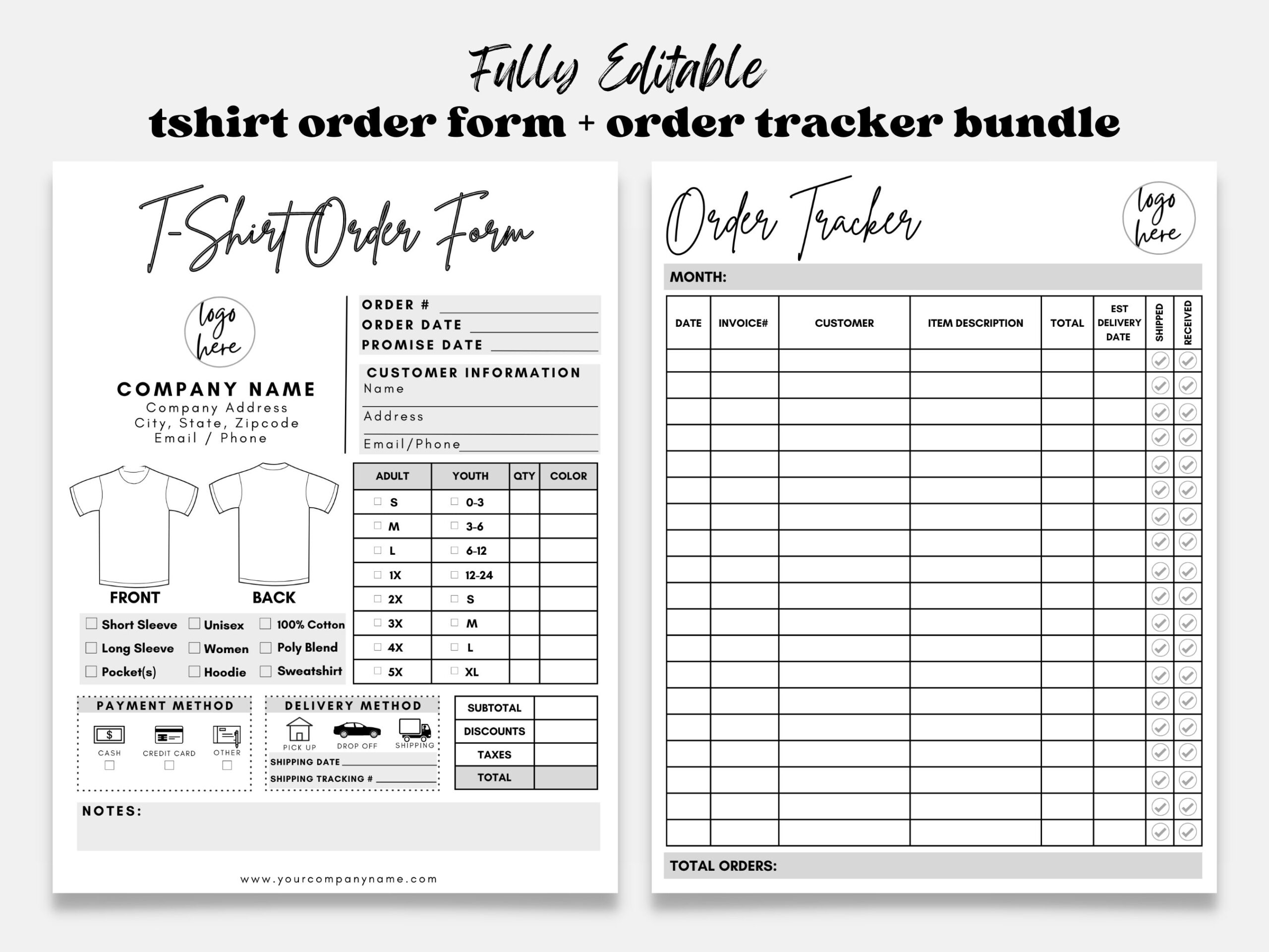 Printable T Shirt Order Form Template Google Docs