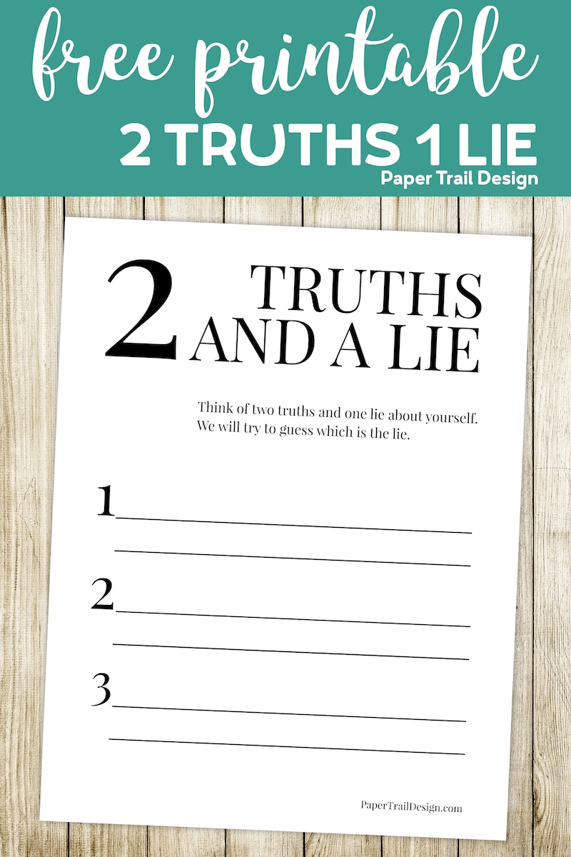 Printable Template Two Truths And A Lie Worksheet