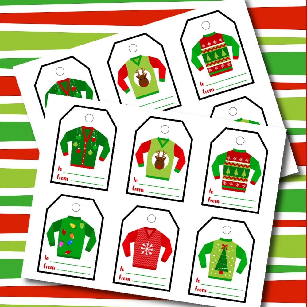 Ugly Sweater Printable Gift Tags Crafts By Amanda Christmas Printables