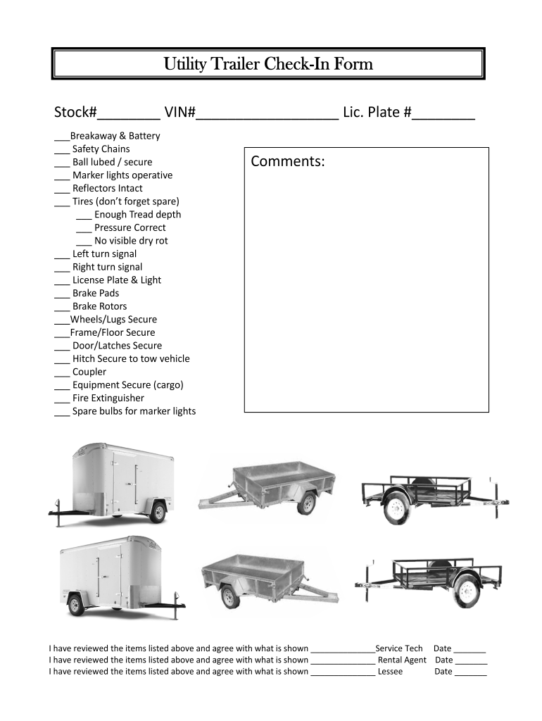 Utility Trailer Inspection Checklist Fill Online Printable Fillable Blank PdfFiller