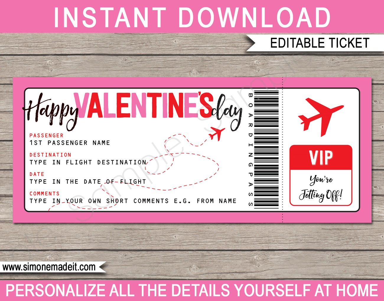 Printable Valentine Ticket Template