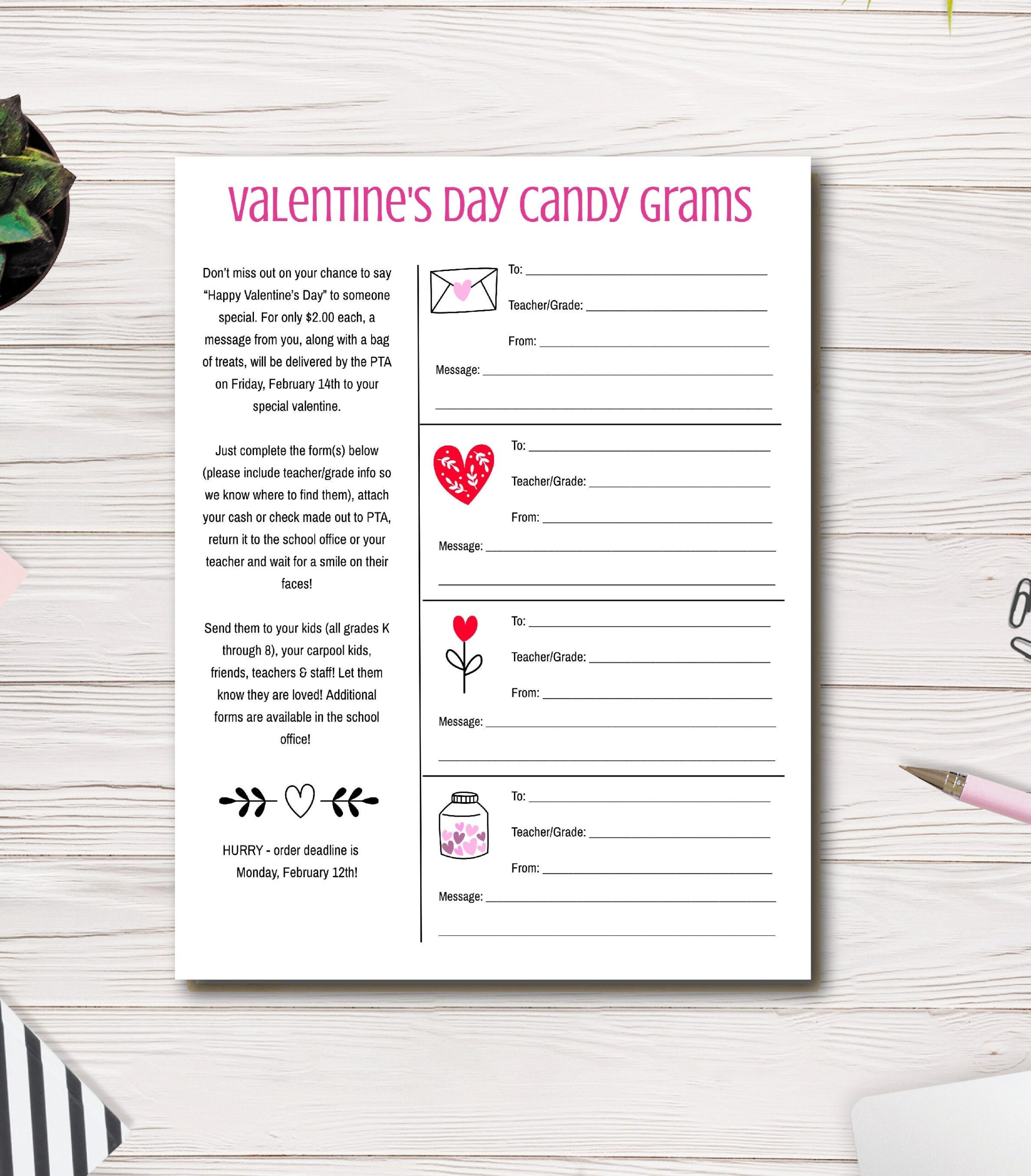 Printable Candy Gram Template