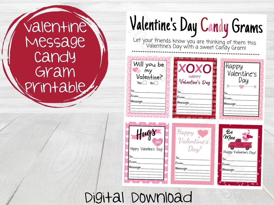 Free Printable Valentine Candy Gram Template
