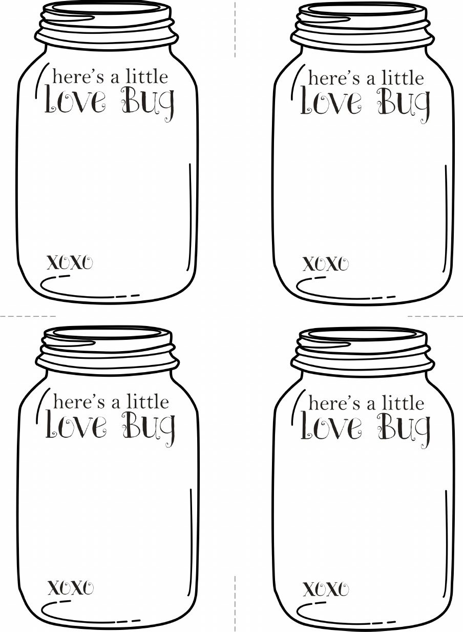 Valentine s Love Bug Cards Free Printable Empty Jar Ready To fill As You Wish Tape Preschool Valentines Valentines Day Cards Handmade Valentines School