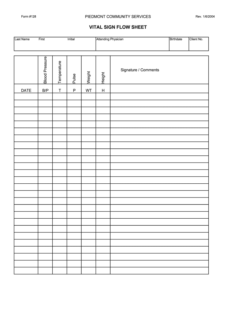 Template Free Printable Vital Signs Flow Sheet