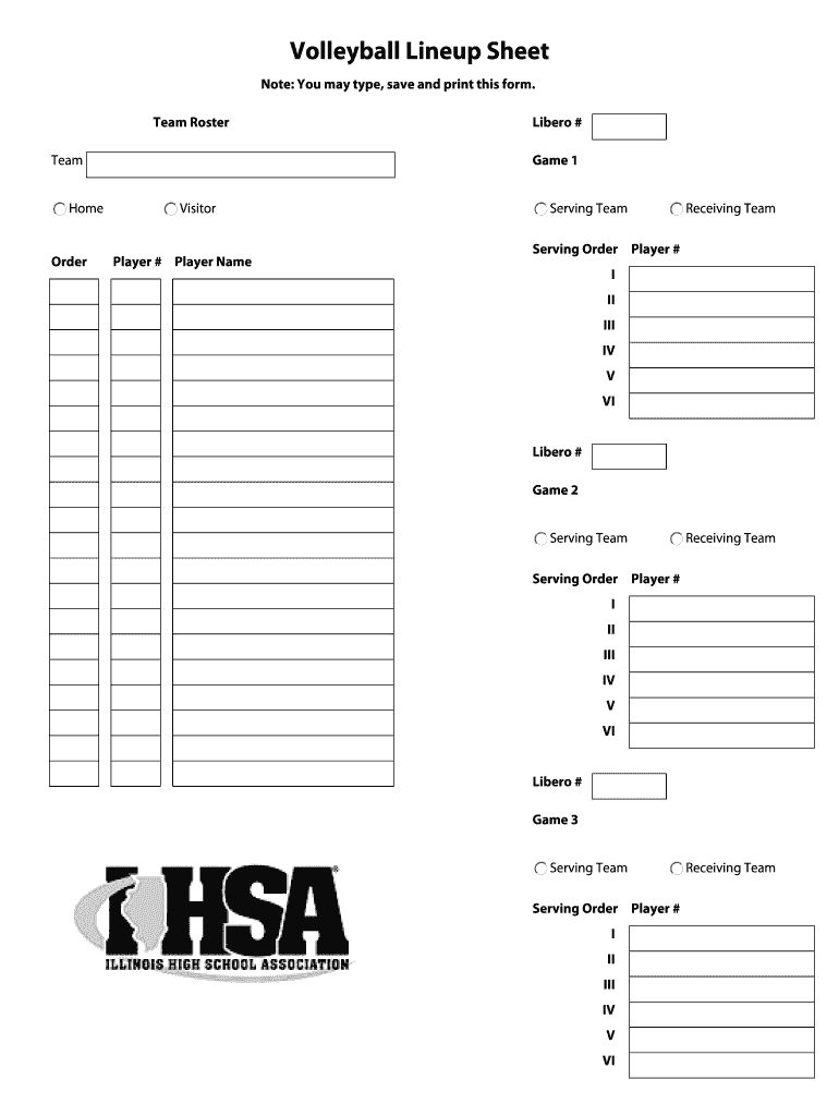 Printable Volleyball Lineup Sheet Template