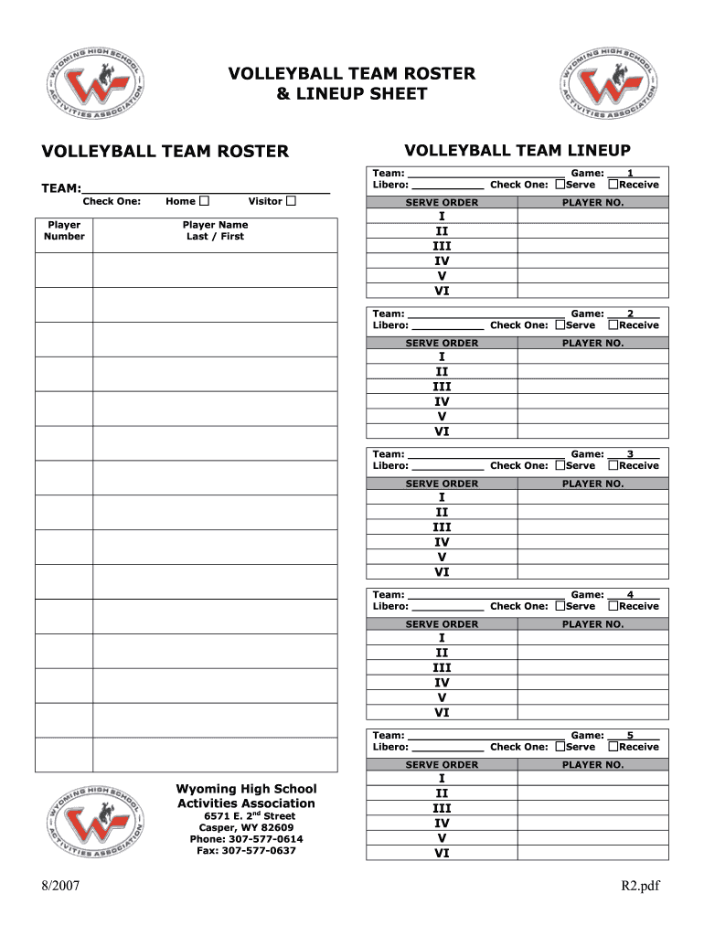 Volleyball Lineup Forms Fill Online Printable Fillable Blank PdfFiller