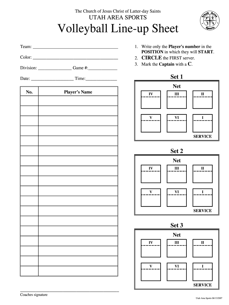 Volleyball Lineup Sheet Fill Out Sign Online DocHub