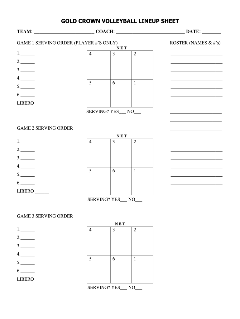 Volleyball Rotation Sheet Fill Online Printable Fillable Blank PdfFiller