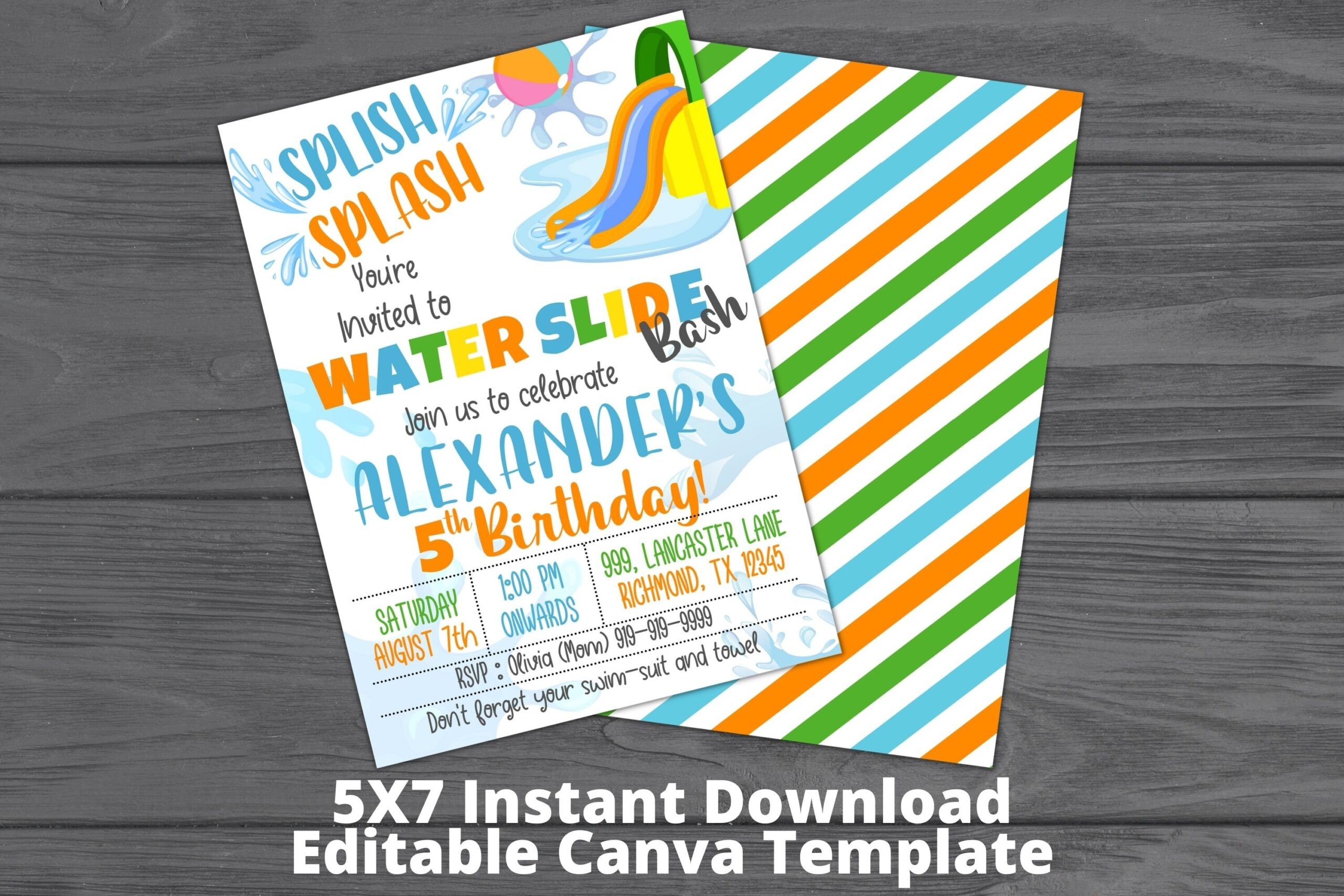 Printable Free Water Slide Invitation Template