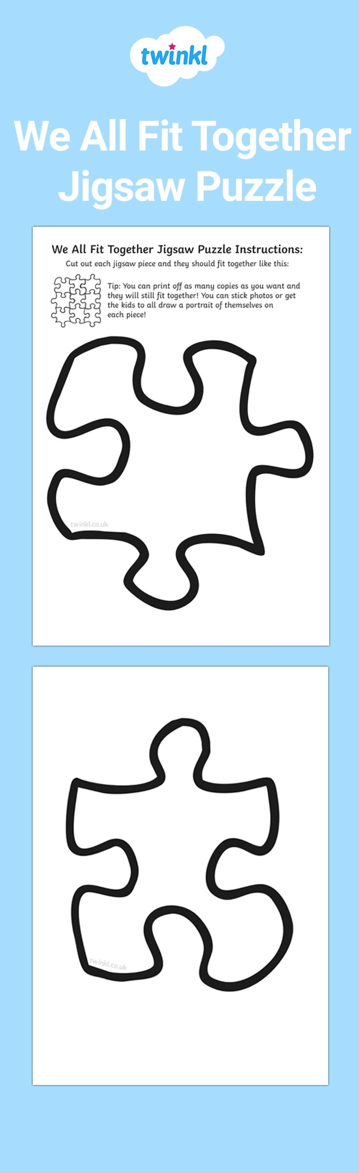 Fit Together Full Page Printable Puzzle Piece Template