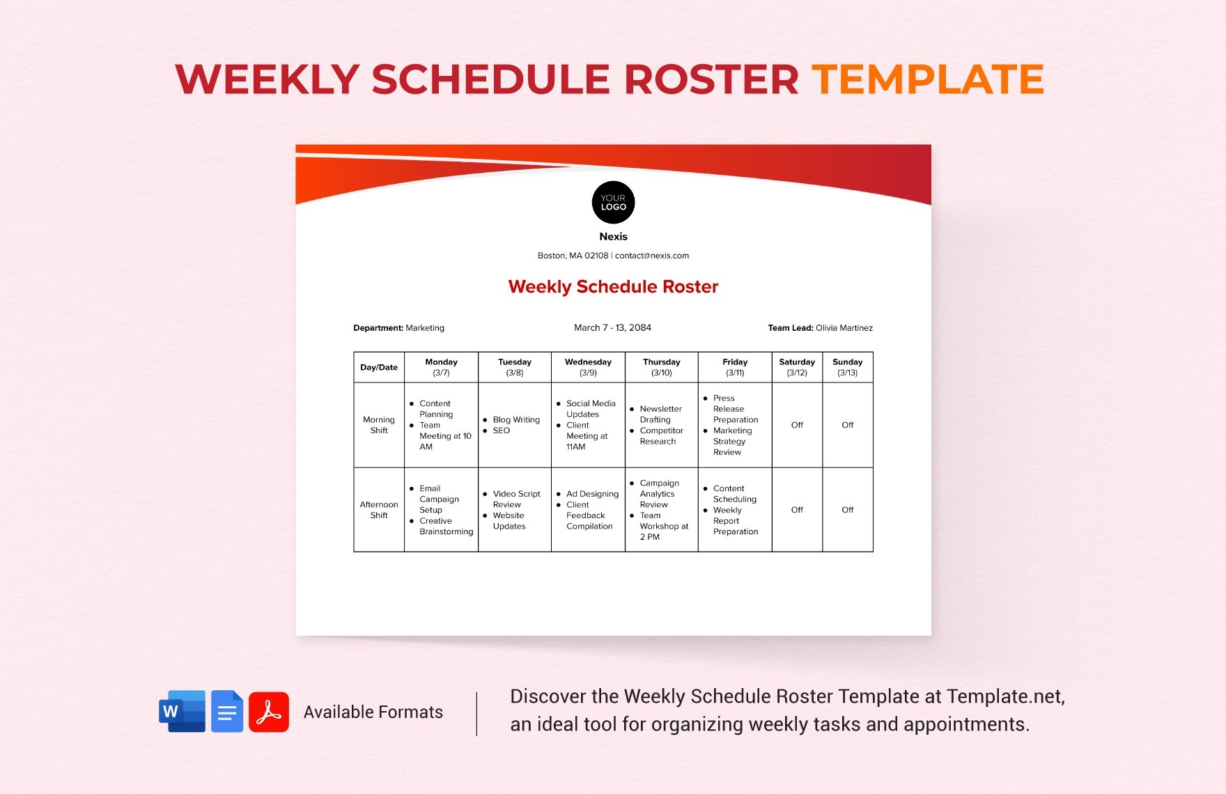 Printable Team Roster Template