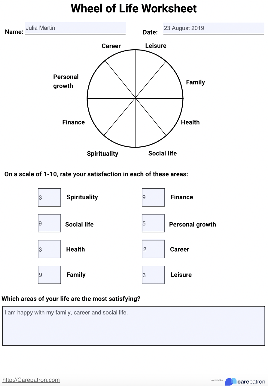 Printable Wheel Of Life Template