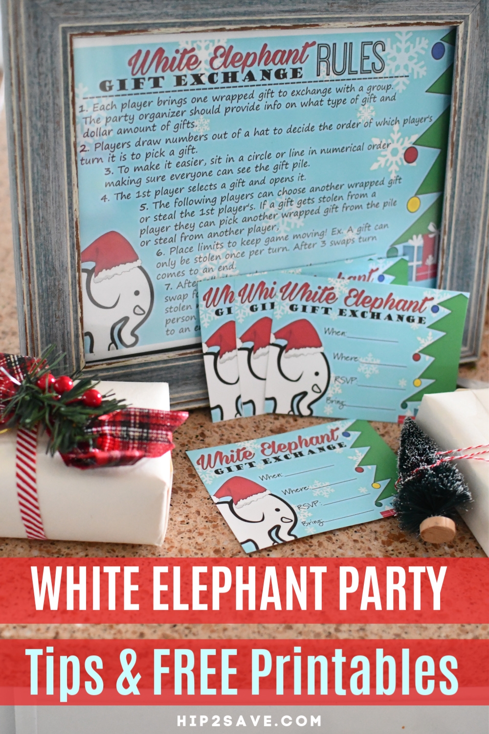 White Elephant Party Gift Ideas Rules FREE Printable Invitations