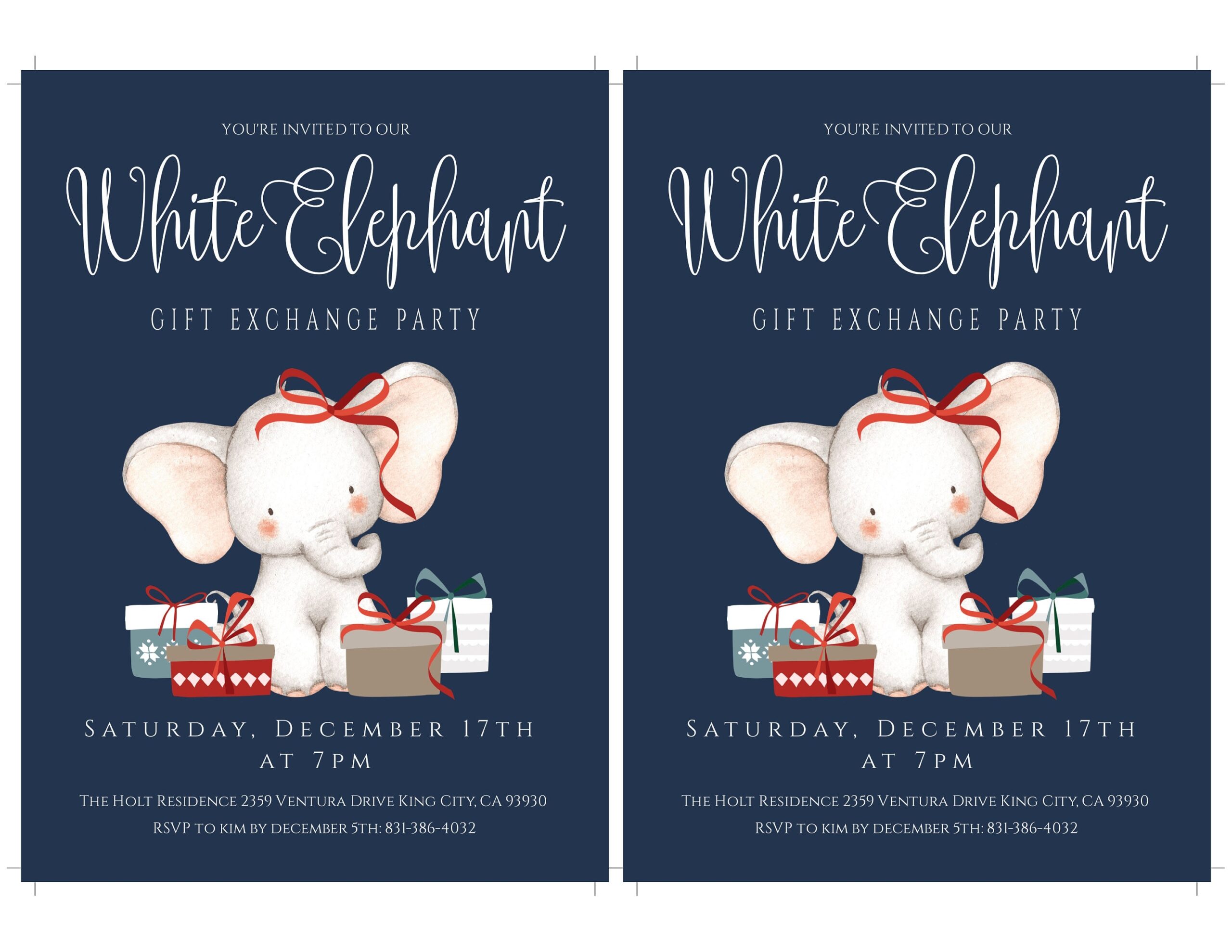 Free Printable White Elephant Invitation Template Free