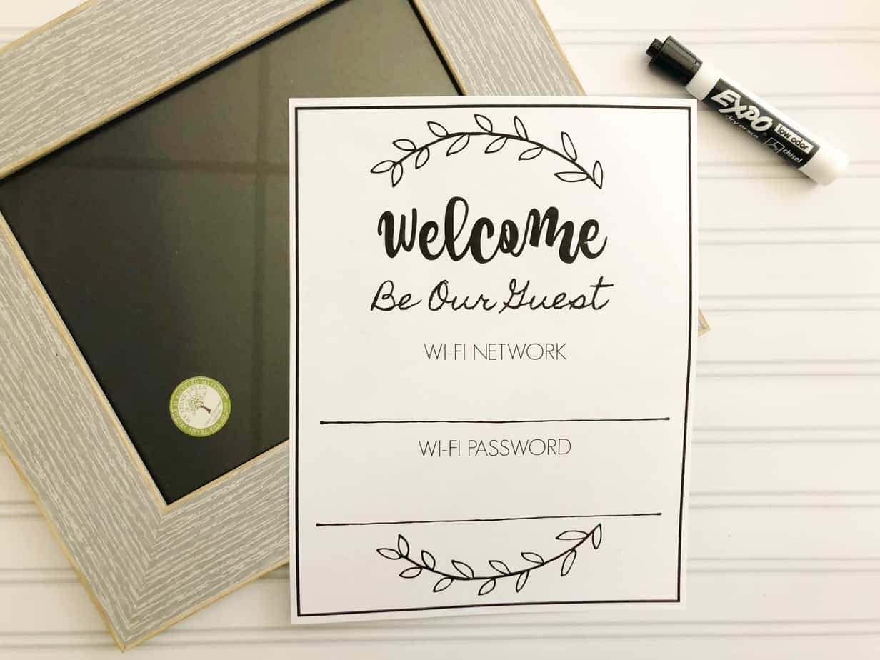 Free Printable Wifi Password Template 5X7