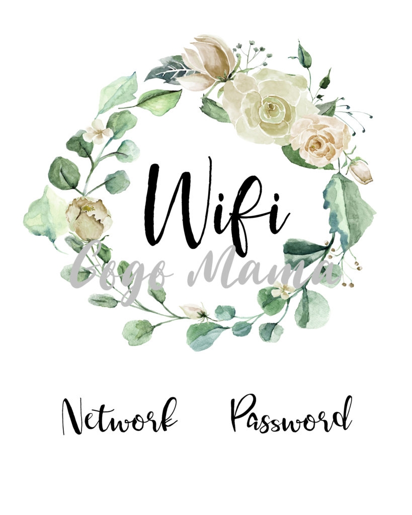 Free Printable Wifi Password Template 5X7