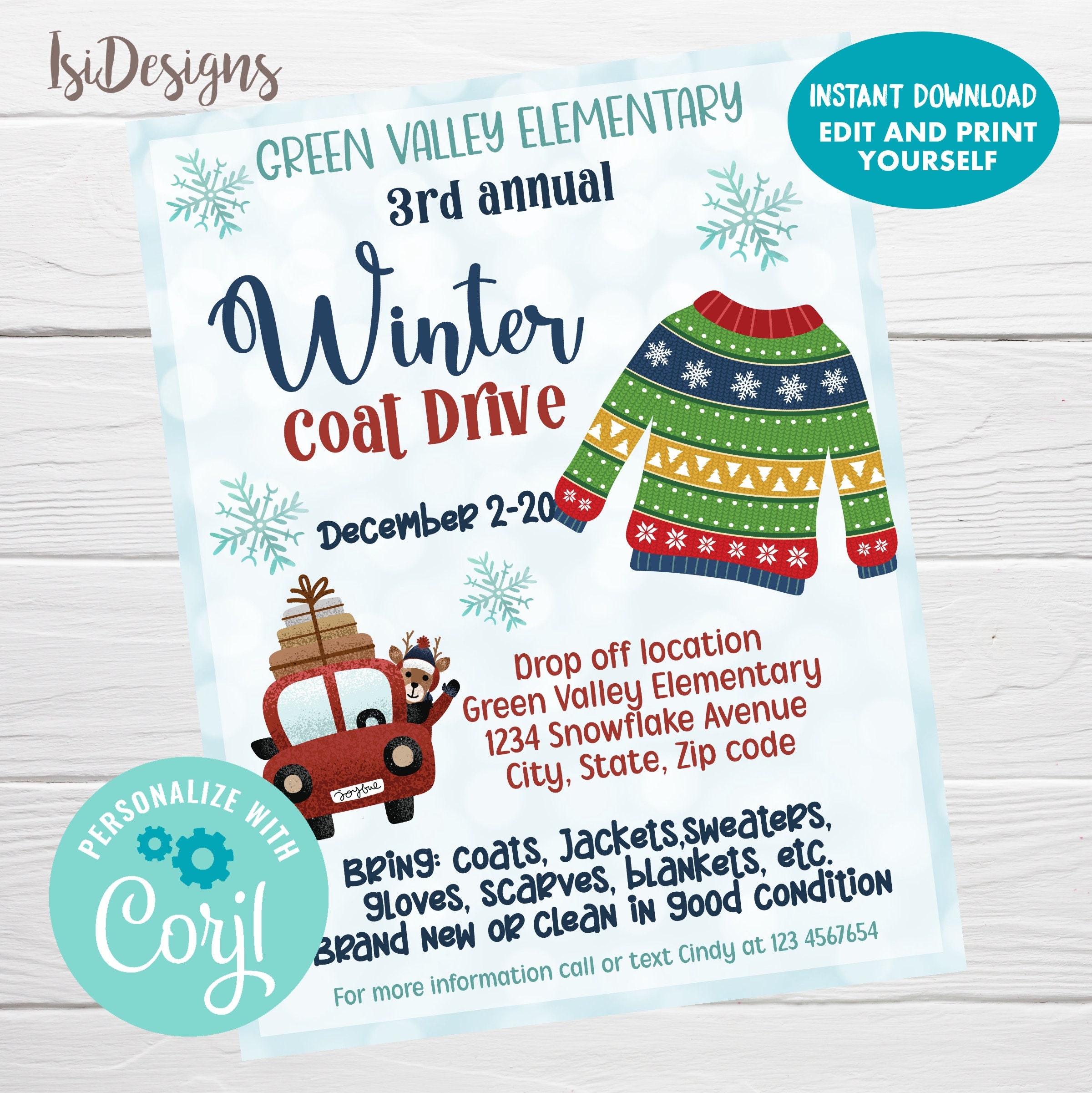 Printable Coat Drive Flyer Template Free