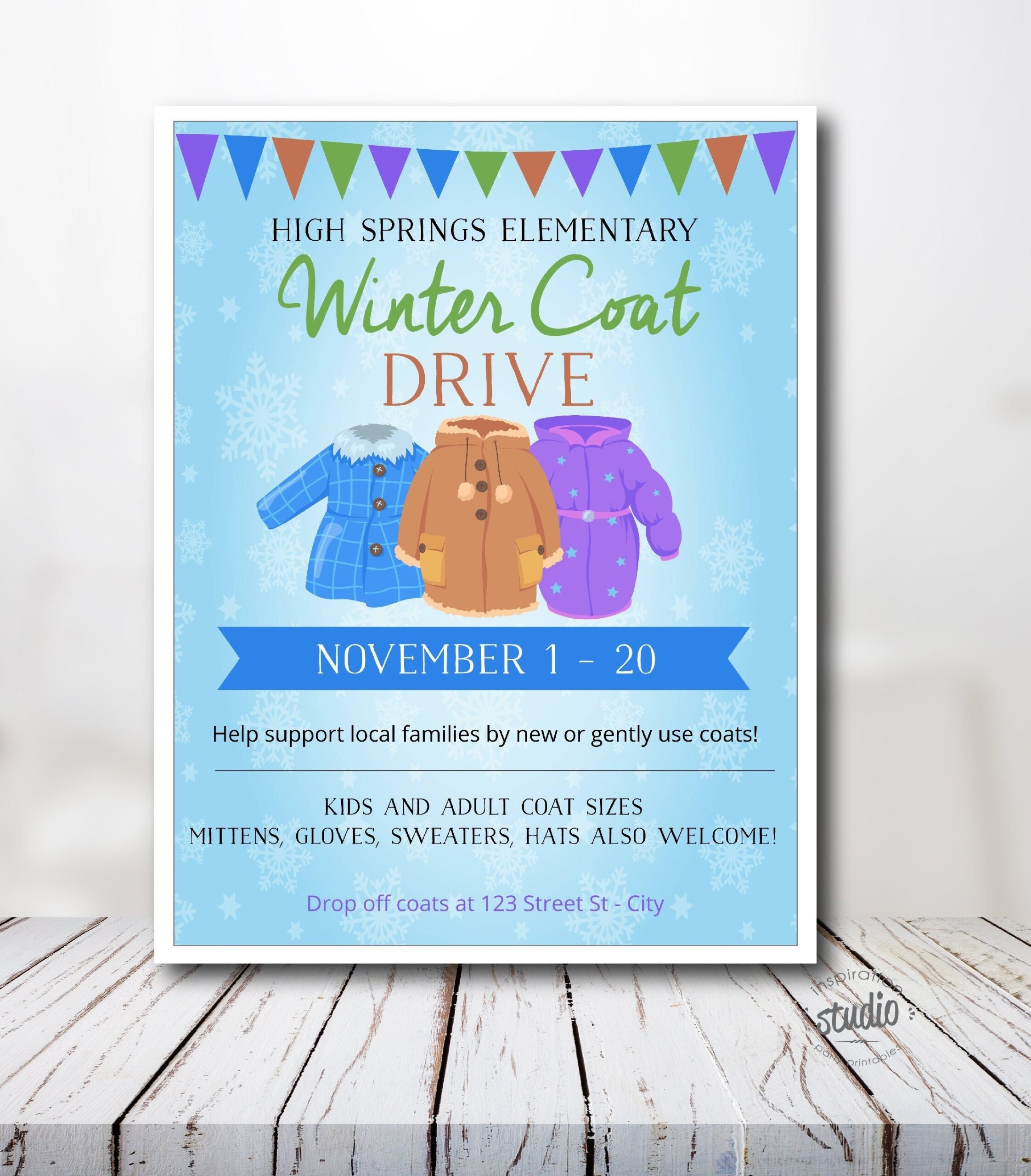 Winter Coat Drive Flyer And Poster Template Charity Event PTA PTO School Church Event Flyer Easy To Use Template Etsy New Zealand