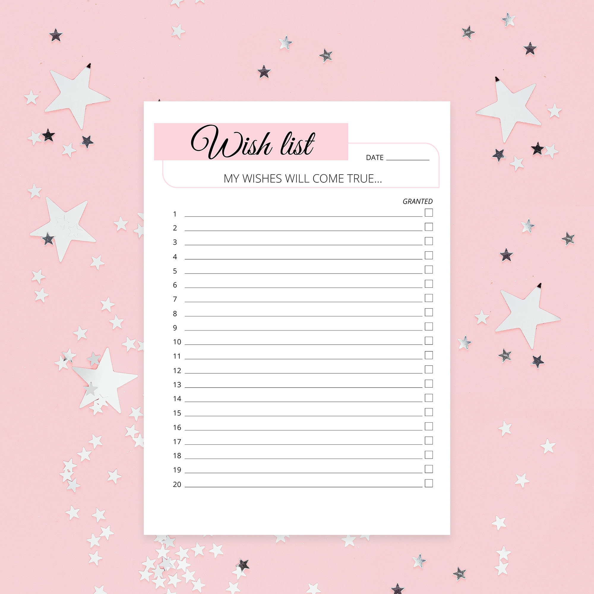 Wish List Printable Template Digital Wish List Wish List Wish List Template Wish List Planner A4 A5 US Letter Instant Download Etsy
