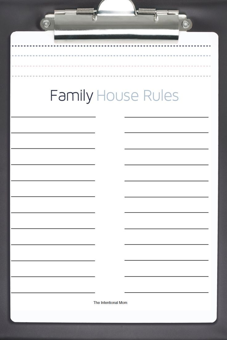 Printable Family House Rules Template