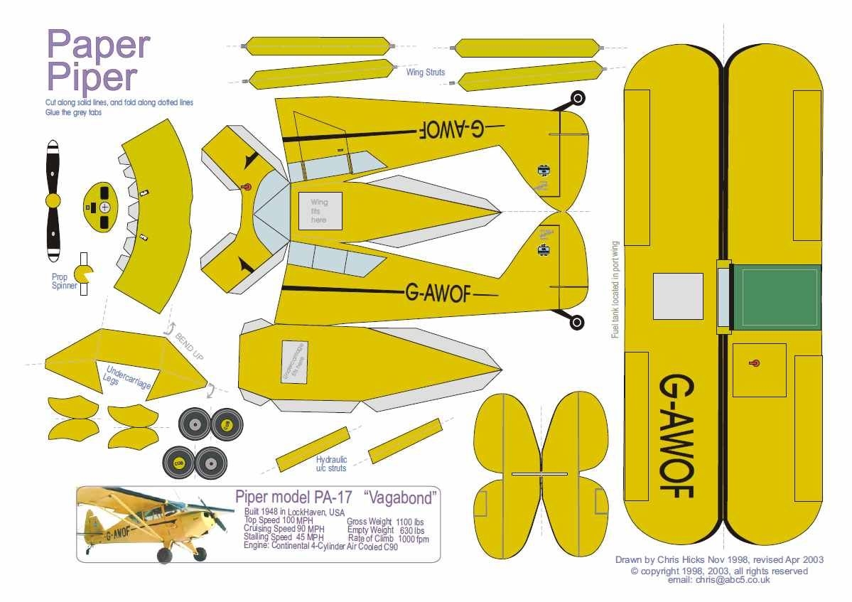 Printable Paper Plane Model Template