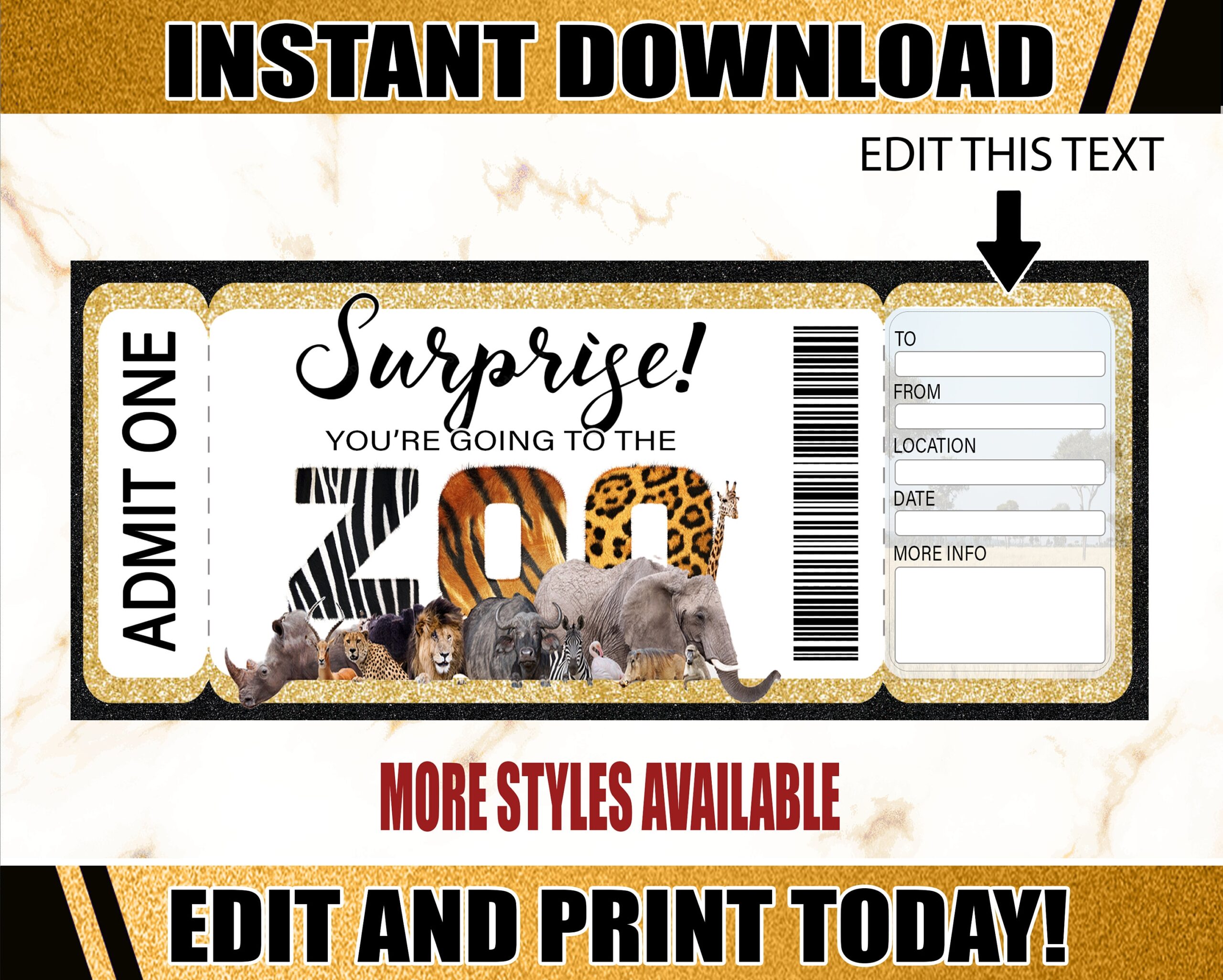 Free Printable Zoo Ticket Template