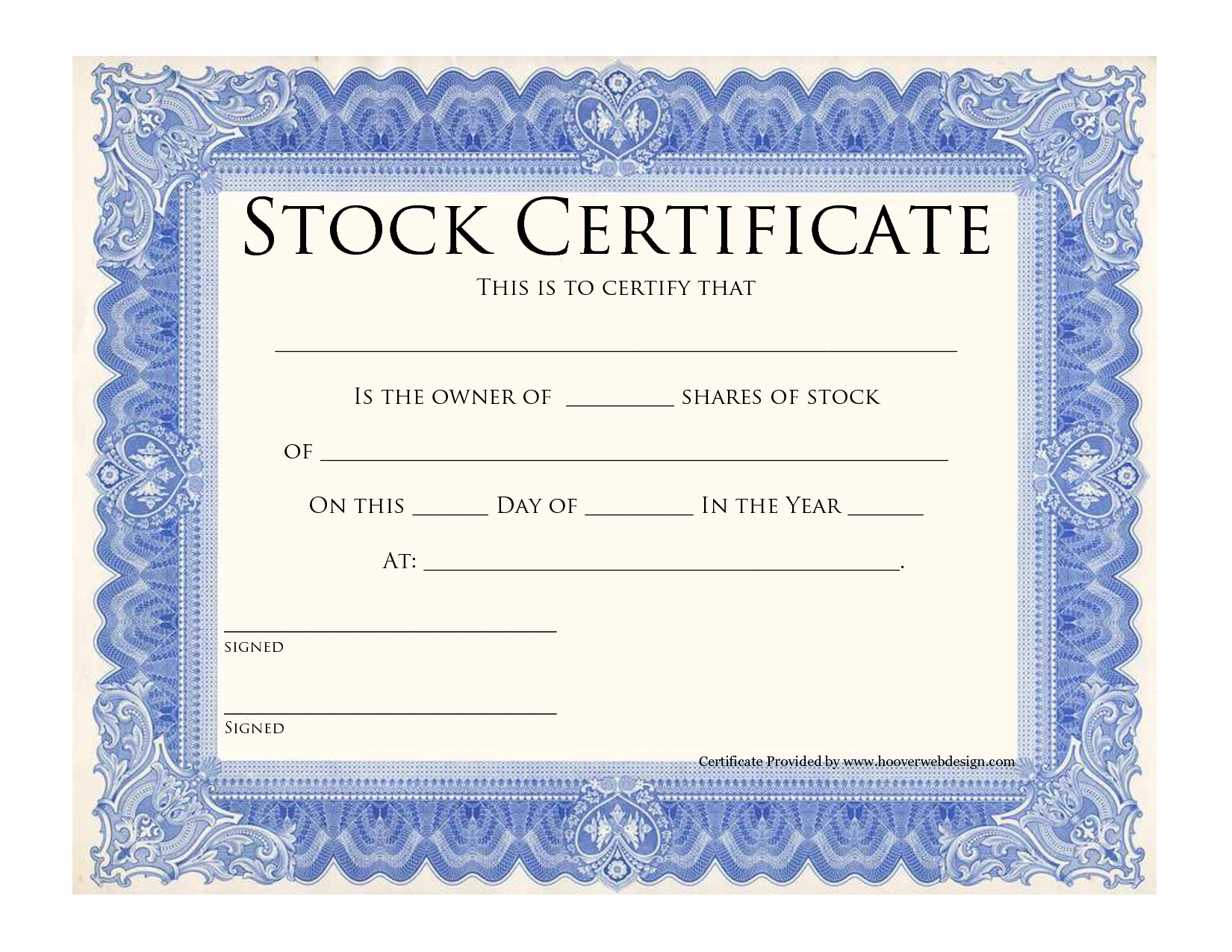 Stock Certificate Format In Word