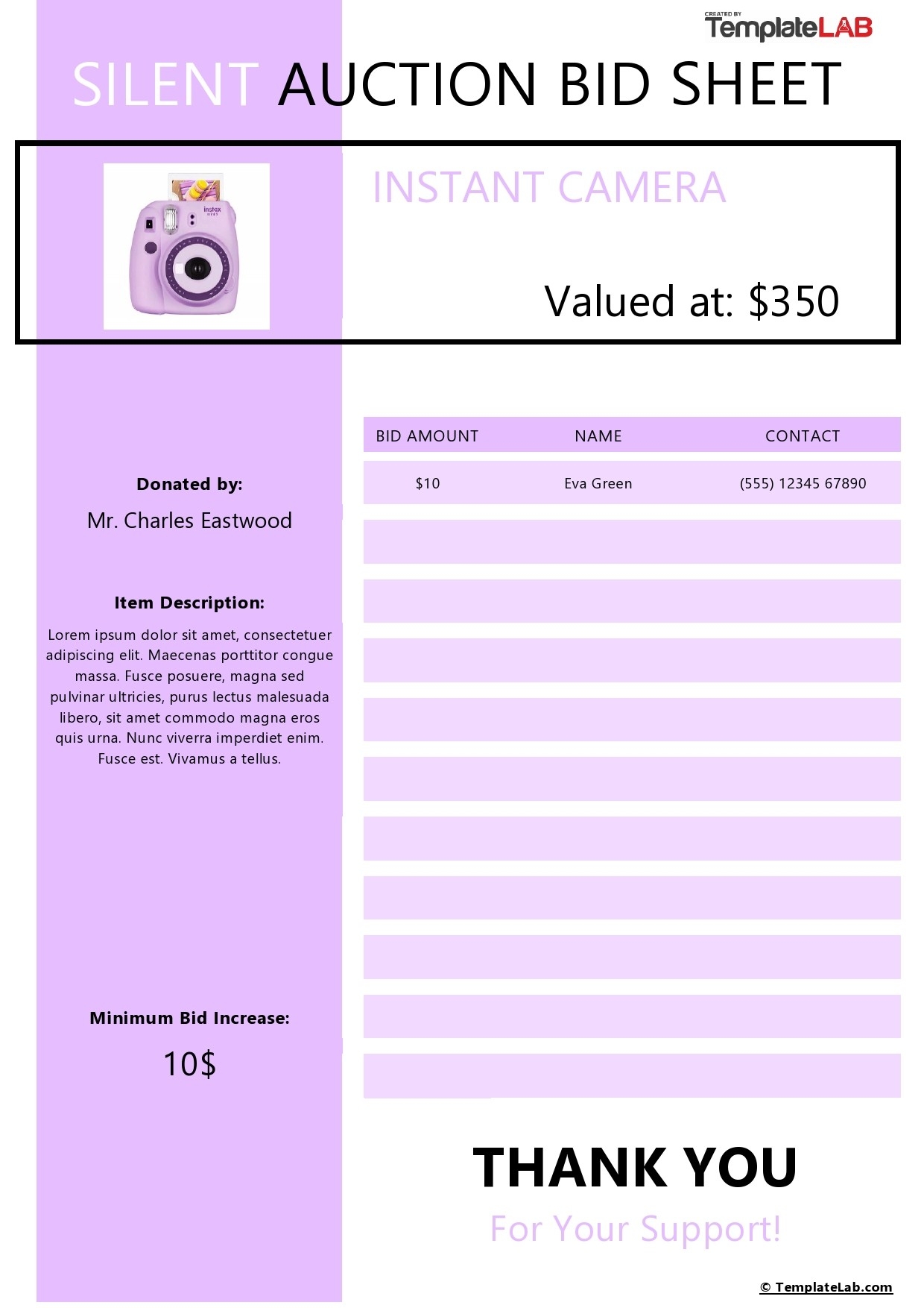 Silent Auction Template Google Docs Free