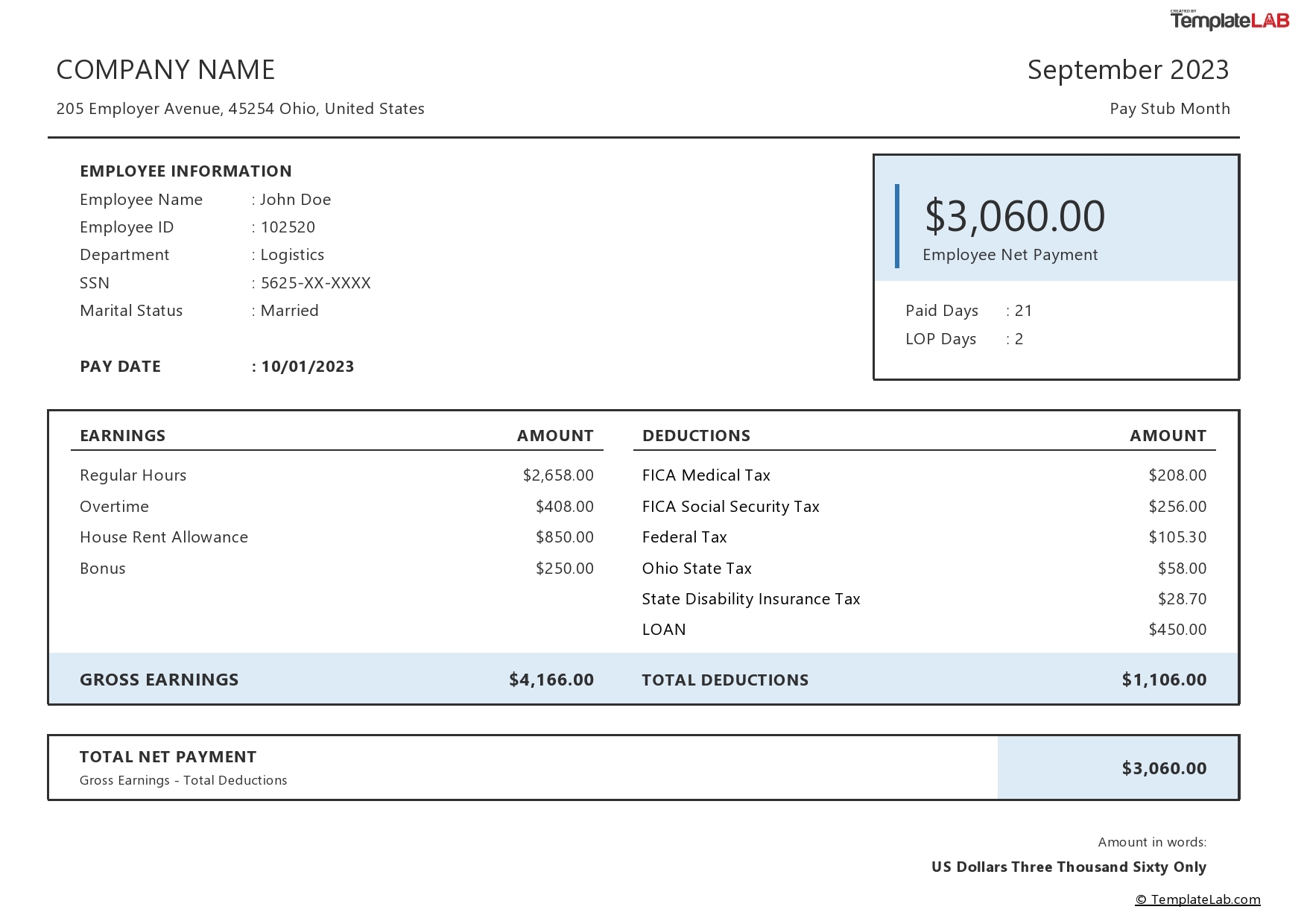 Sample Pay Stub For 1099 Employee