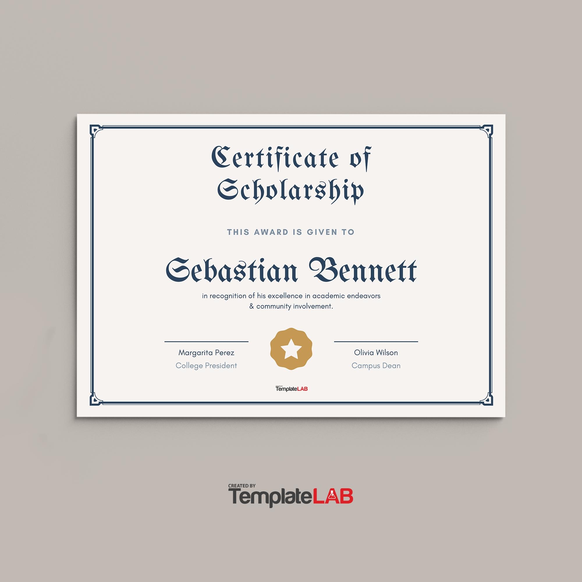 18 Free Scholarship Certificate Templates Word PPTX PSD 