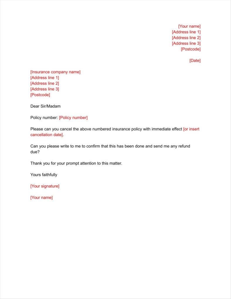 How To Write Insurance Cancellation Letter