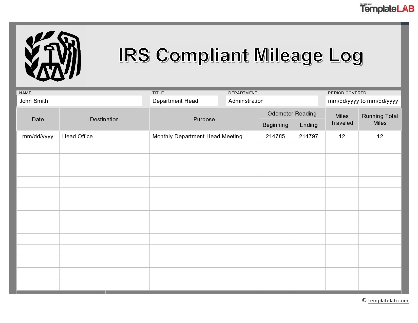 20 Printable Mileage Log Templates Free TemplateLab