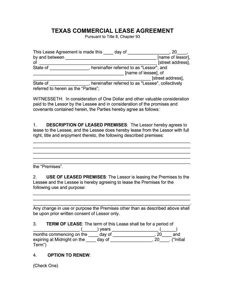 Free Printable Commercial Lease Agreement