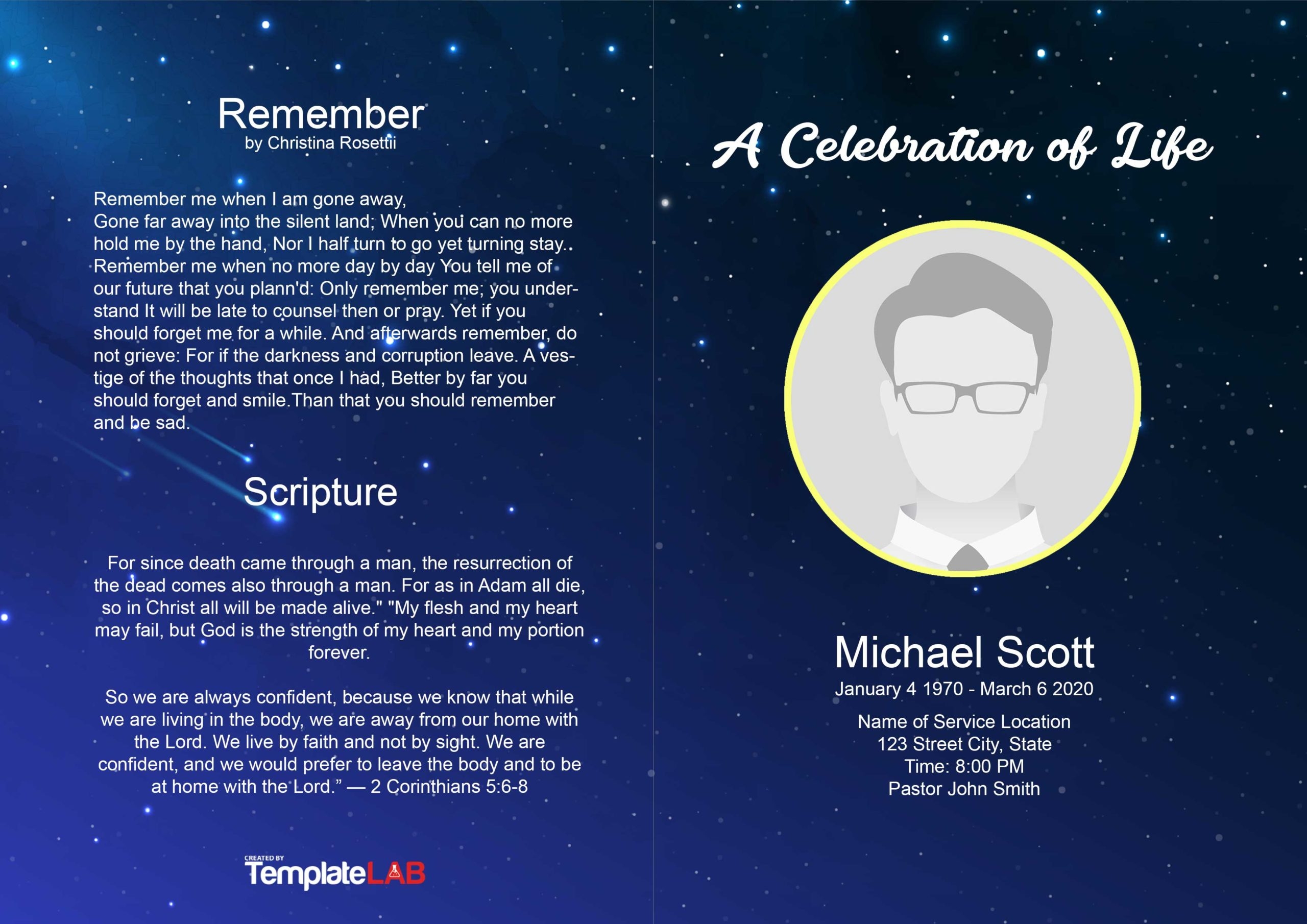 Bi Fold Funeral Program Template Word Free