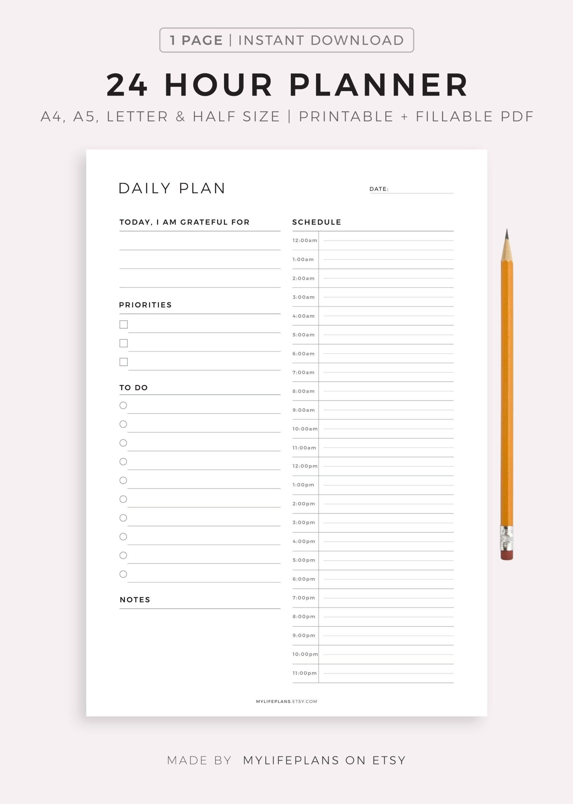 Daily Hour By Hour Schedule