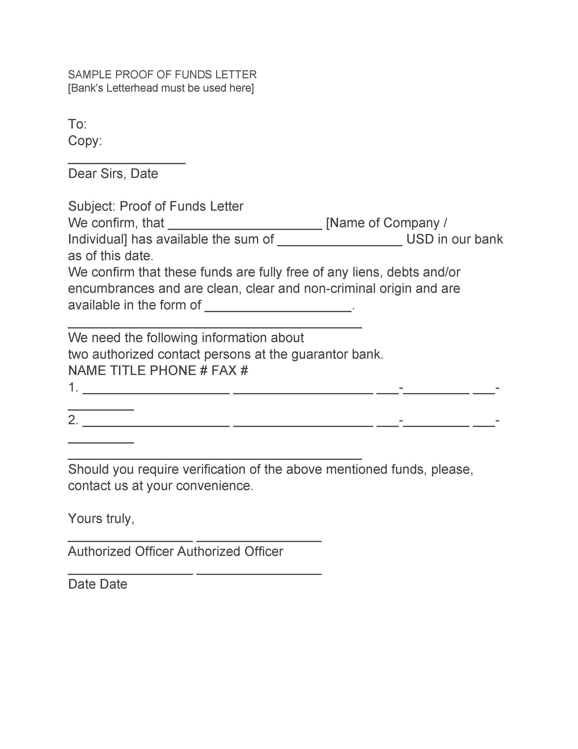 25 Best Proof Of Funds Letter Templates TemplateLab