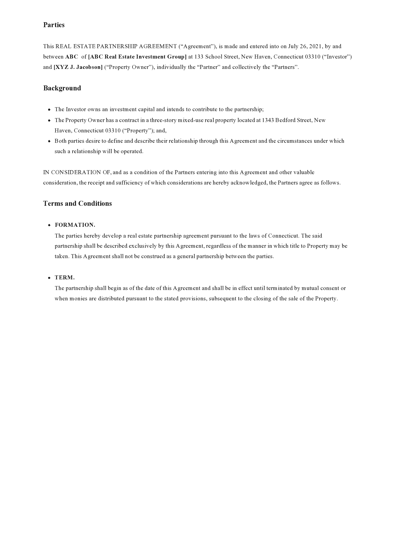30 Best Real Estate Partnership Agreement Templates Word 