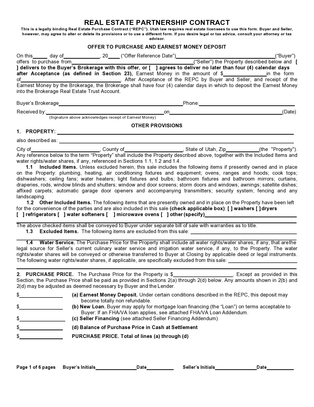 Real Estate Partnership Agreement Sample