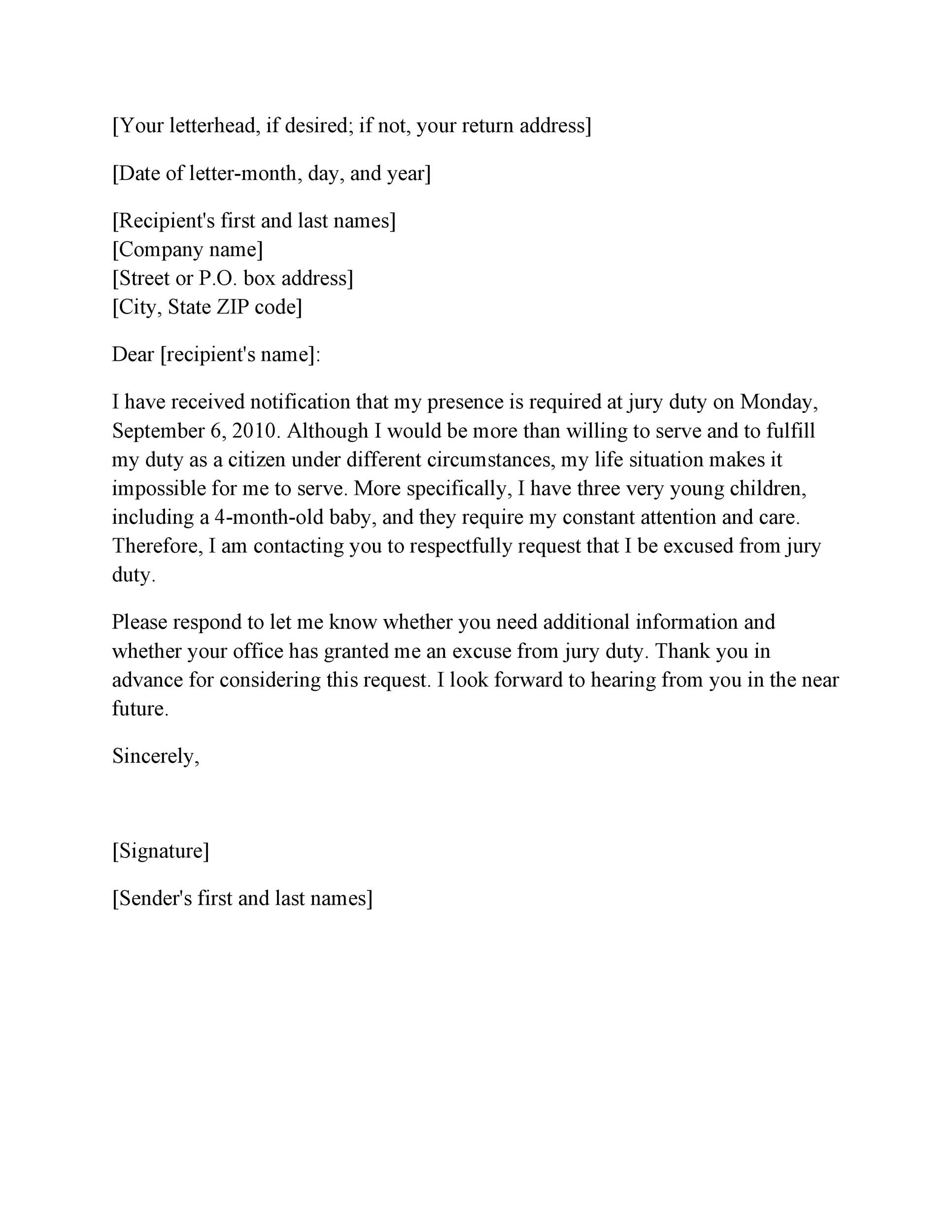 33 Best Jury Duty Excuse Letters Tips TemplateLab